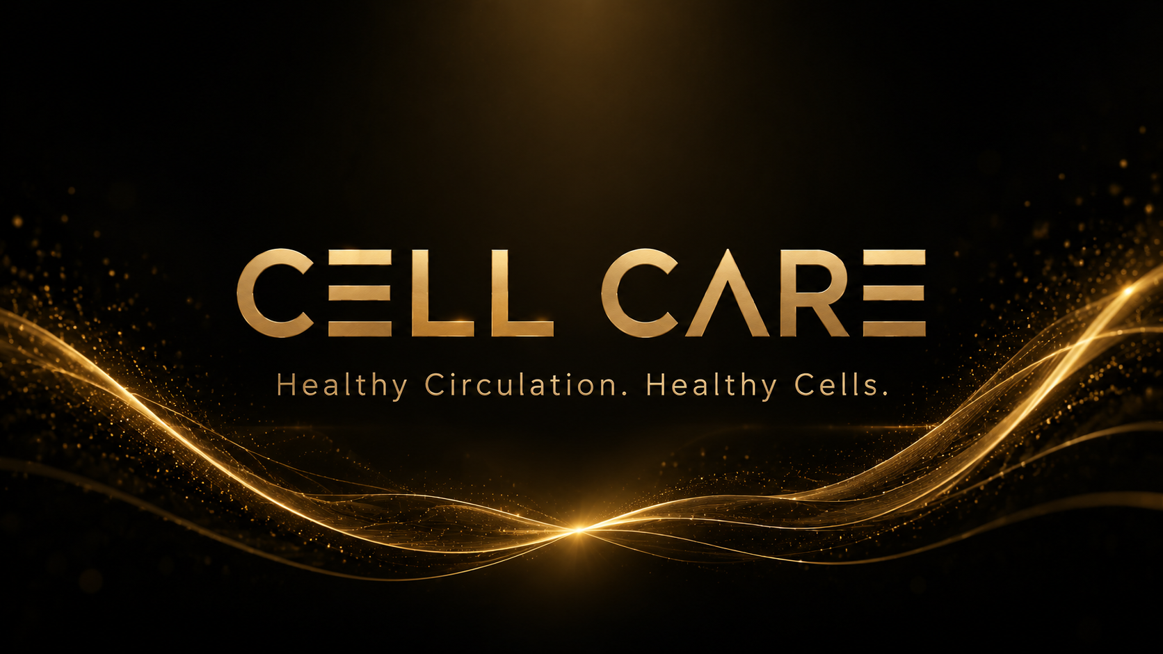 골드 빛의 흐름으로 표현한 CELL CARE 브랜드 이미지