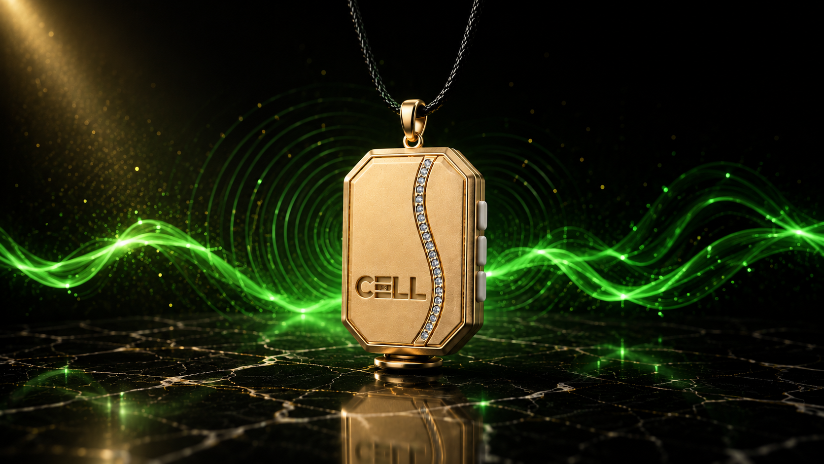초록빛 배경의 CELL 펜던트 300 kHz 모드